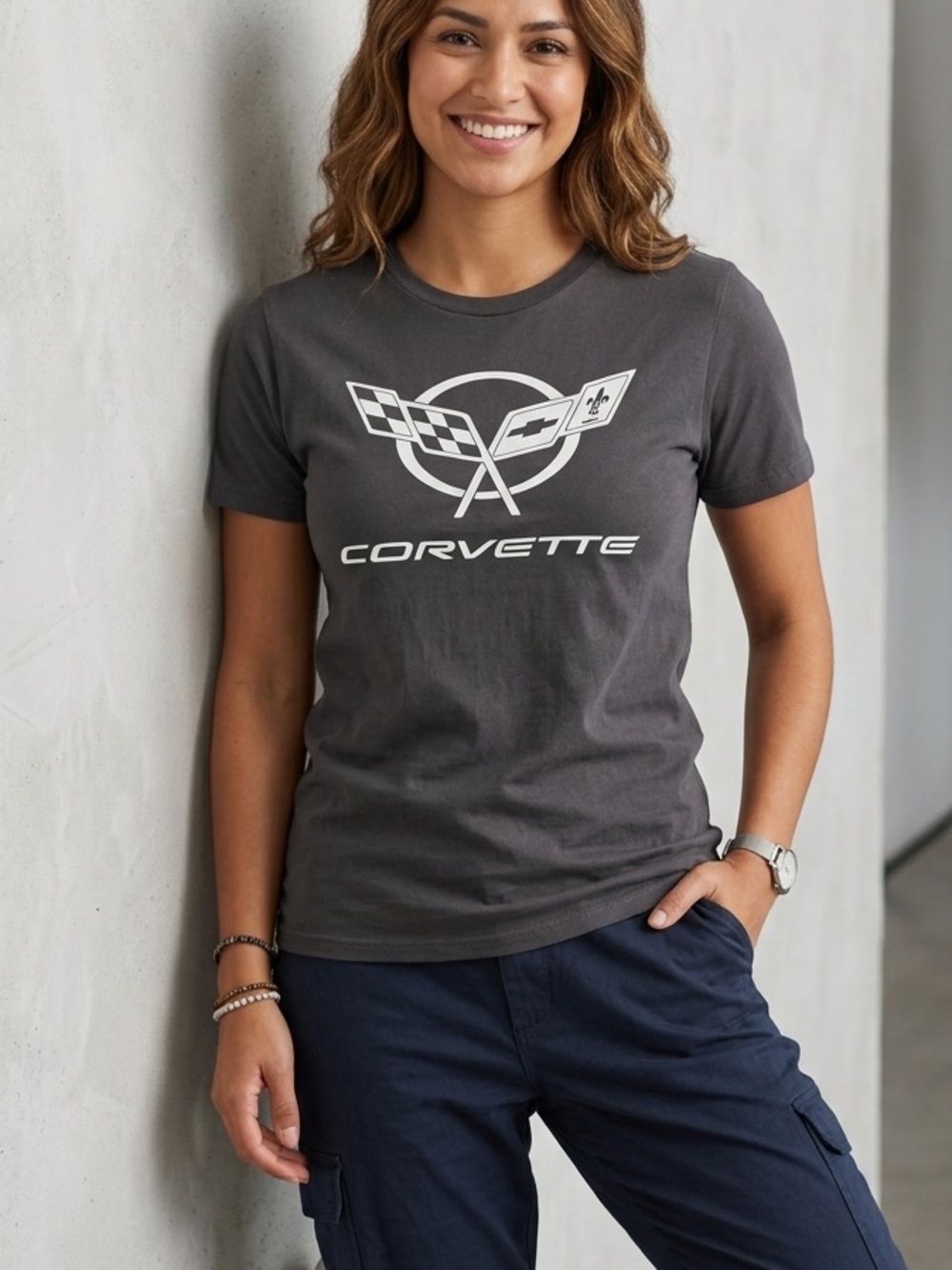 Corvette Logo Short-Sleeve Tee — Charcoal